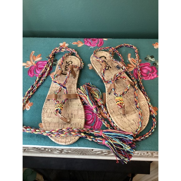 Circus by Sam Edelman Shoes - Circus by Sam Edelman Braided Lace Up Sandals 8.5 Multi Color Boho